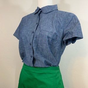 Loft Chambray and Polka Dot Top